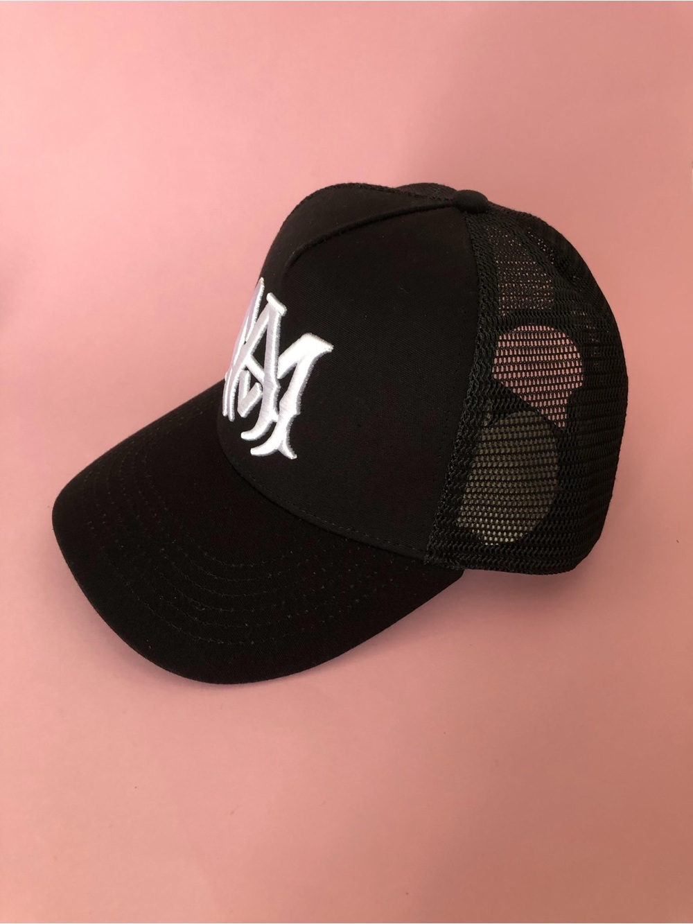 AMIRI Black Trucker Hat Embroidered AM Logo Unisex Sun Hat - Picture 5 of 13